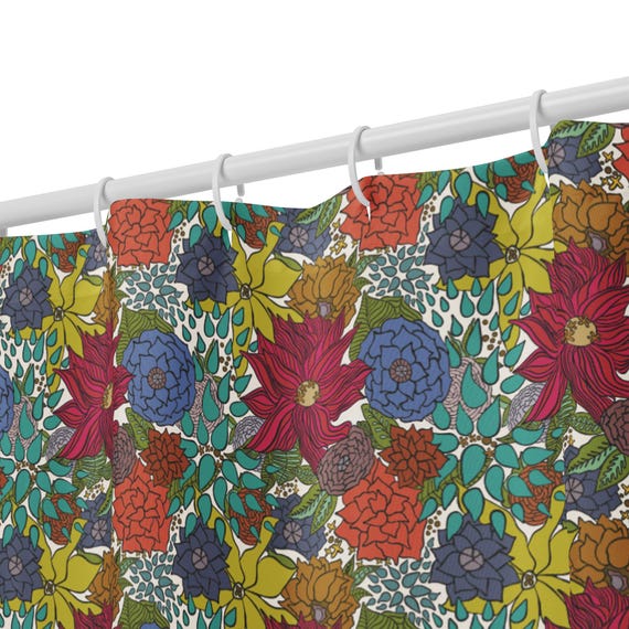 Bright Boho Floral Shower Curtain / Electric Garden Collection