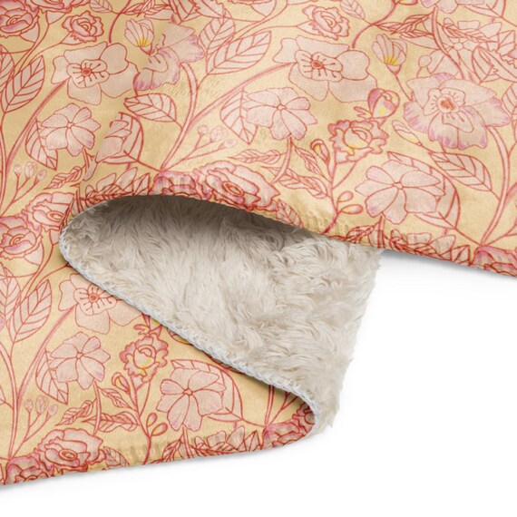 Peach Floral Baby Blanket / Pretty Sherpa blanket