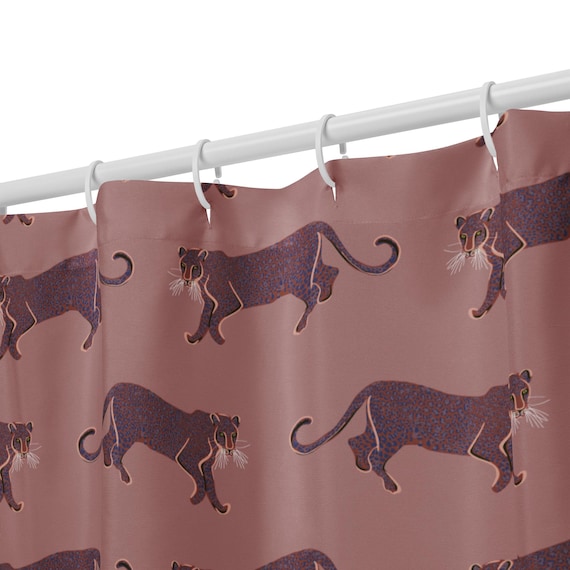 Leopard Shower Curtain, Modern Animal Print Bathroom Decor, Neutral Earth Tone Boho Bath, Trendy Safari Home Decor