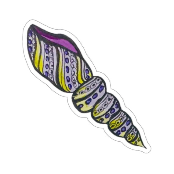 Hand Drawn Seashell Sticker: Waterproof Vinyl Decal
