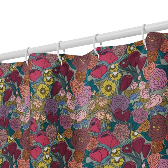 Elegant Wildflower Botanical Shower Curtain – Color-Rich Bathroom Decor