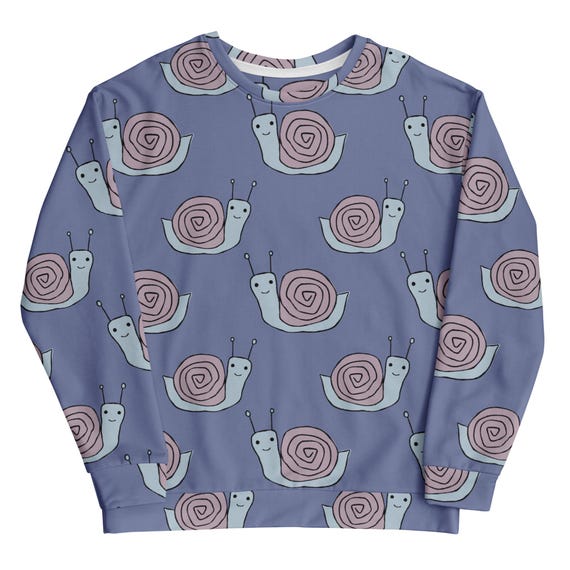 Snail Unisex Sweatshirt / Shelly The Snail Cute Periwinkle Crewneck Pullover