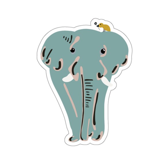 Elephant and Yellow Bird Sticker - Vinyl Decal for Laptop, Water Bottle