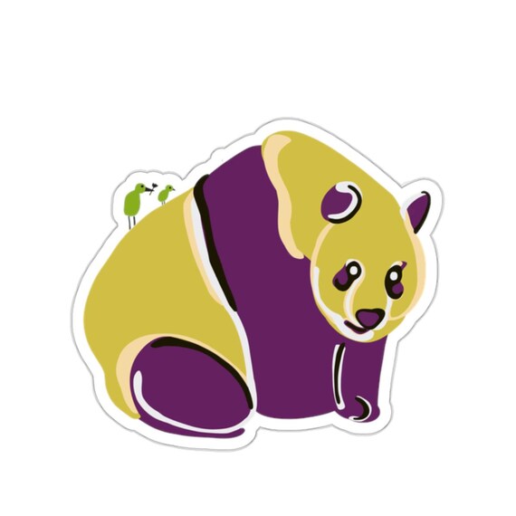 Purple and Gold Panda Bear Sticker