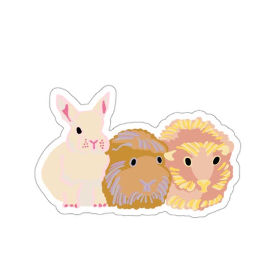 Little Pet Sticker -  Guinea Pig and Bunny Sticker
