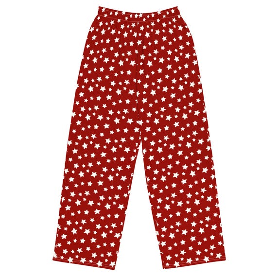 Christmas Pajama Pants, Red and White Star Festive Lounge Pants