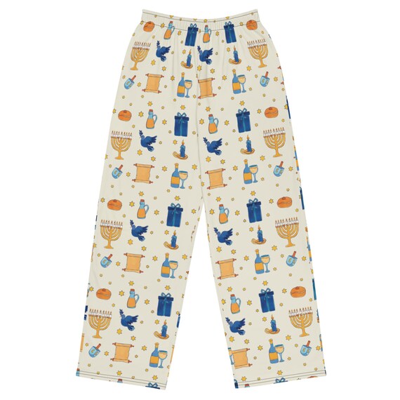Hanukkah Pajama Pants / Women and Men Unisex Sizing Hand Drawn Hanukkah Casual Pants