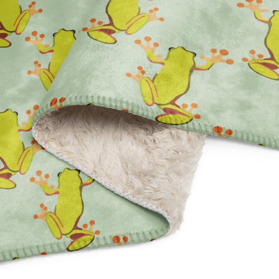 Tree Frog Blanket / Light Green Sherpa blanket