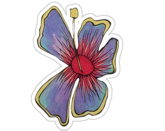 Sticker fleur tropicale - Sticker jolie fleur violette