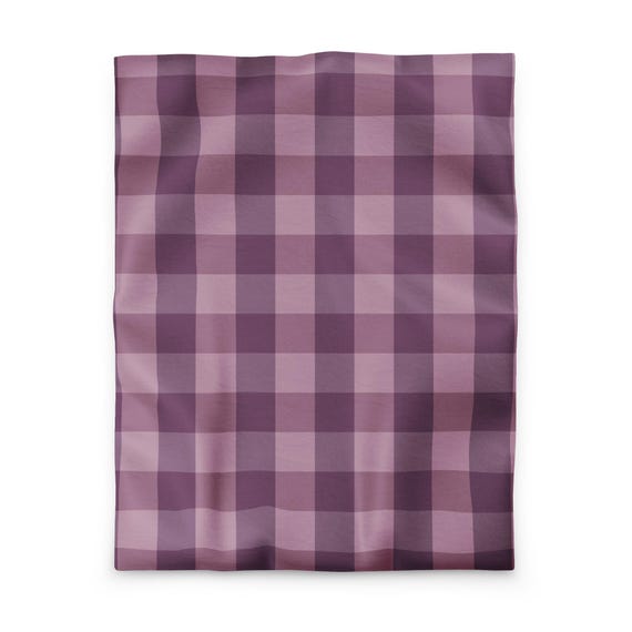 Plaid Duvet Cover, Purple Check Bedding, Soft Cozy Comforter Cover, Modern Bedroom Decor