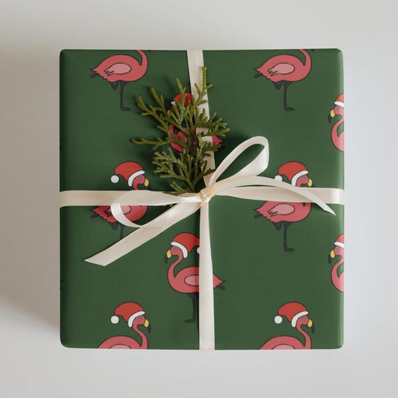 Christmas Flamingo Wrapping Paper