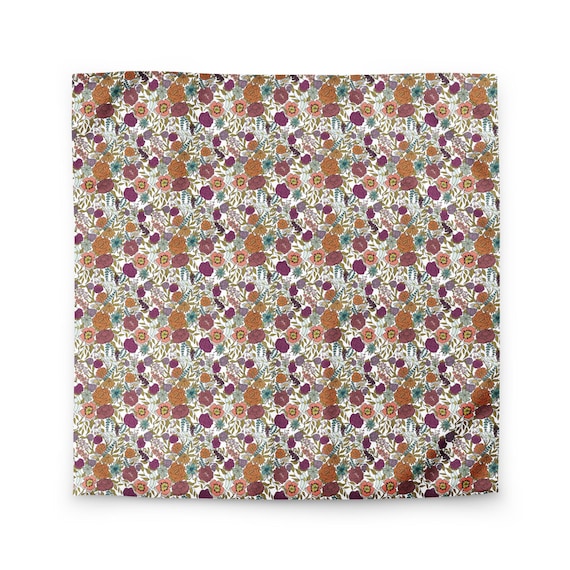 Warm Boho Floral Duvet Cover / Bold Flowers On White