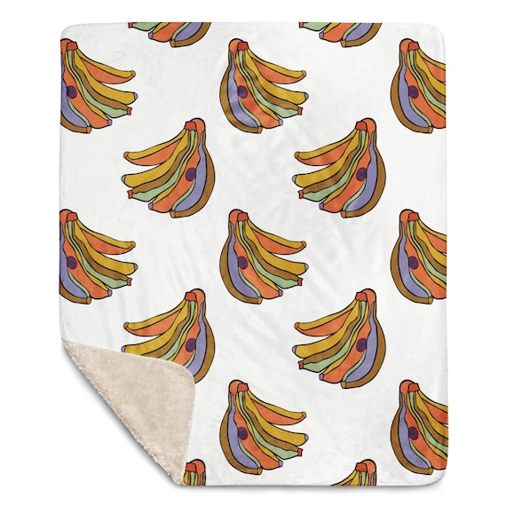 Banana Blanket, Colorful Fruit Throw Blanket, Playful Cozy Decor, Cute Quirky Gift