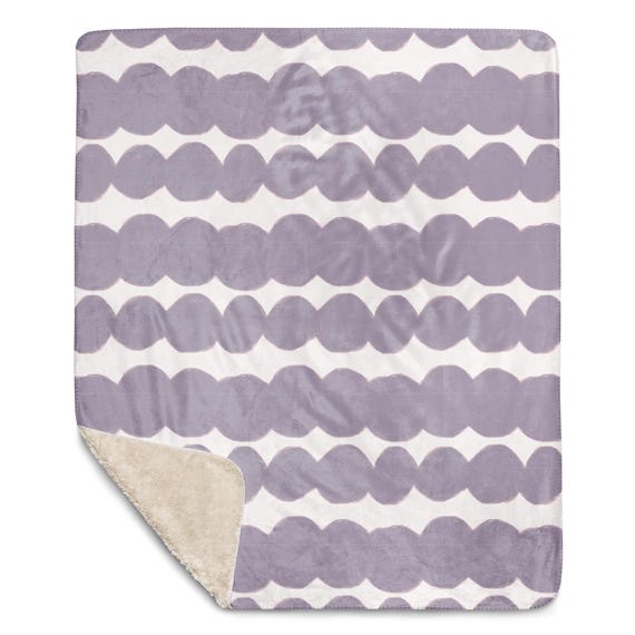 Lavender Blanket / Hand drawn bubble stripes soft comfy Sherpa blanket
