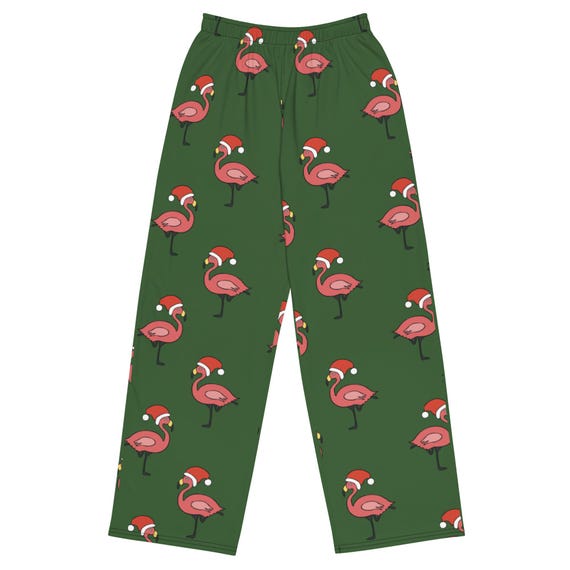 Christmas Flamingo Casual Pants | Unisex All-Over Print Holiday Lounge Pants