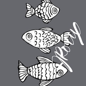 Fishy Fish Grey and White Duvet Cover
