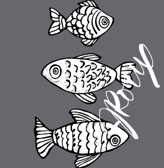 Fishy Fish Grey and White Duvet Cover