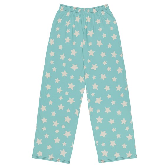 Turquoise Star Print Pajama Bottoms