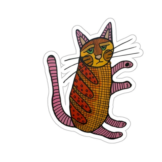 Sad Kitty Cat Vinyl Sticker - Jrouxart Original Art