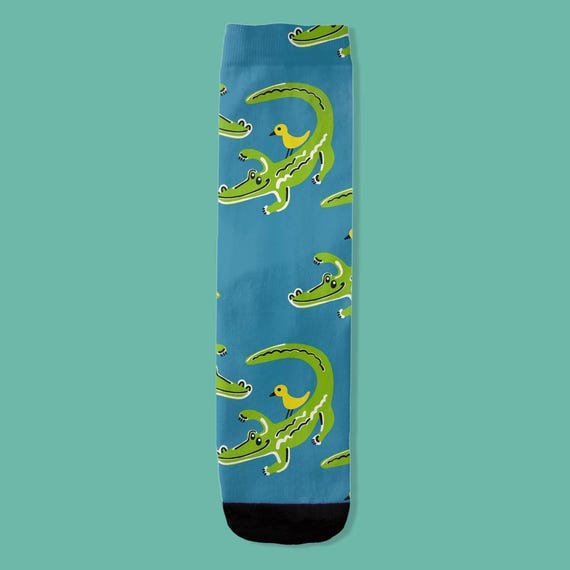 Adorable Alligator Cushioned Crew Socks - Cute Animal Design, Cozy Footwear, Fun Novelty Gift, Comfy Fashion Accessories, Kids & Adults