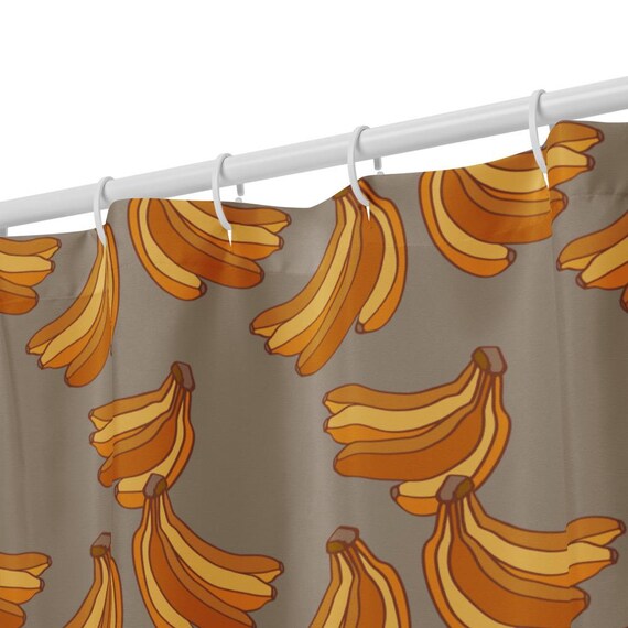 Banana Shower Curtain Yellow and Grey