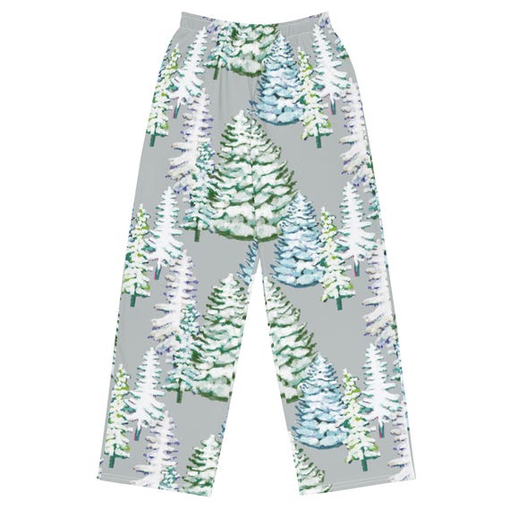 Snowy Winter Trees Men's Pajama Pants, Matching Family Christmas Sleepwear