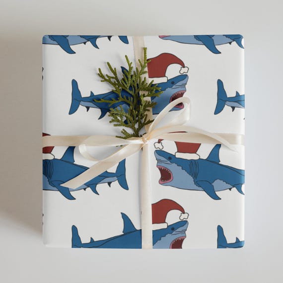 Christmas Sharks Gift Wrap