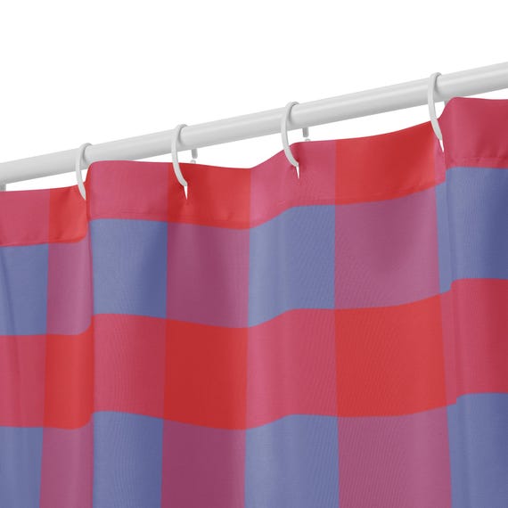 Color Block Shower Curtain, Modern Geometric Bathroom Decor, Bold Retro Polyester Curtain
