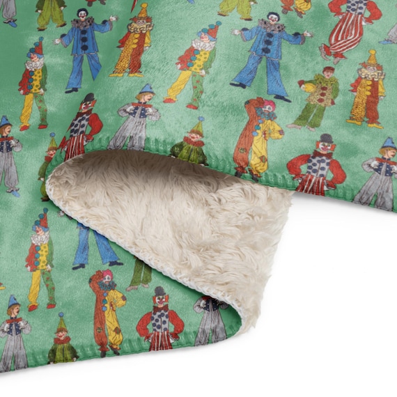 Vintage Clown Sherpa Blanket