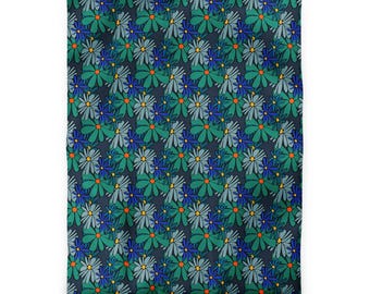 Copripiumino con fiori blu / Biancheria da letto con motivi floreali blu, acquamarina e verdi