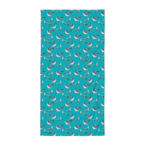 Blue Seagull Beach Towel / Turquoise