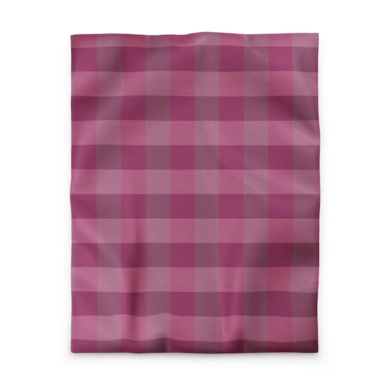 Plaid Duvet Cover, Magenta Pink Bedding, Bold Check Comforter Cover, Preppy Bedroom Decor