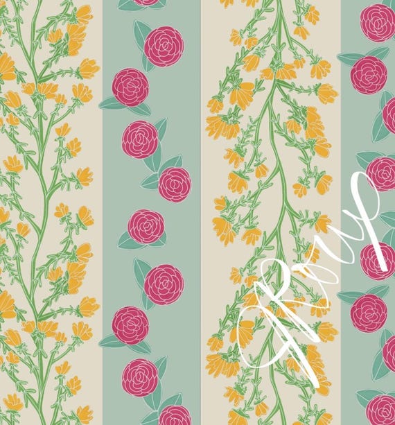 Floral Striped Duvet Cover, Boho Botanical Bedding, Pattern Mix Comforter Cover, Eclectic Bedroom