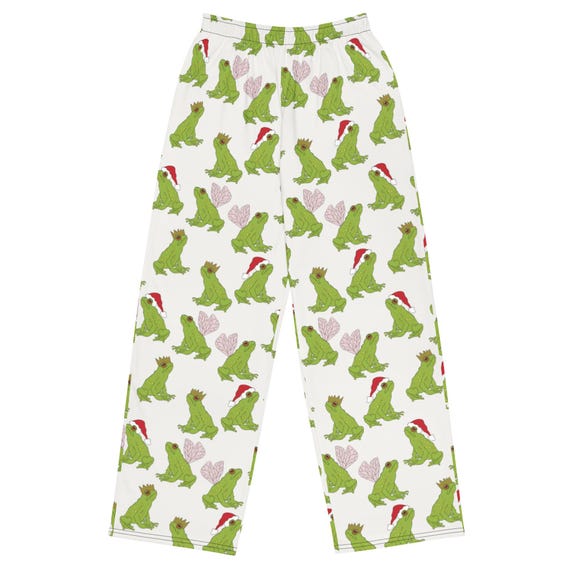 Festive Frog Christmas Pants | Unisex All-Over Print Wide-Leg Loungewear