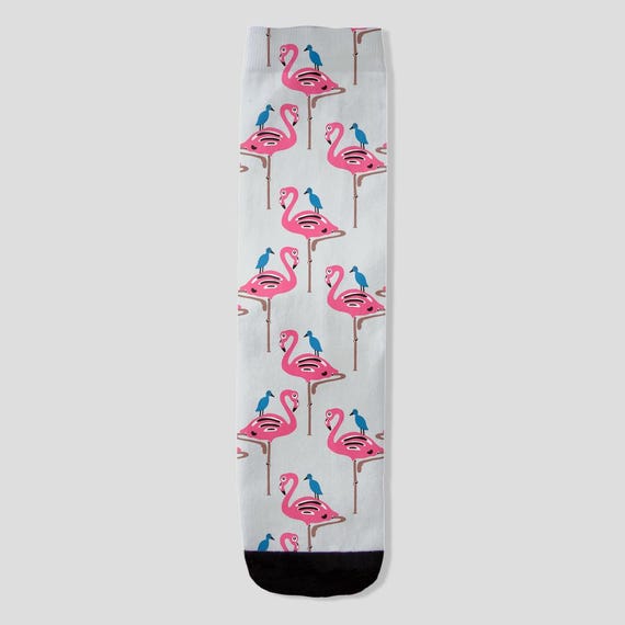 Flamingo Print Socks // Pink Flamingos Crew Sock