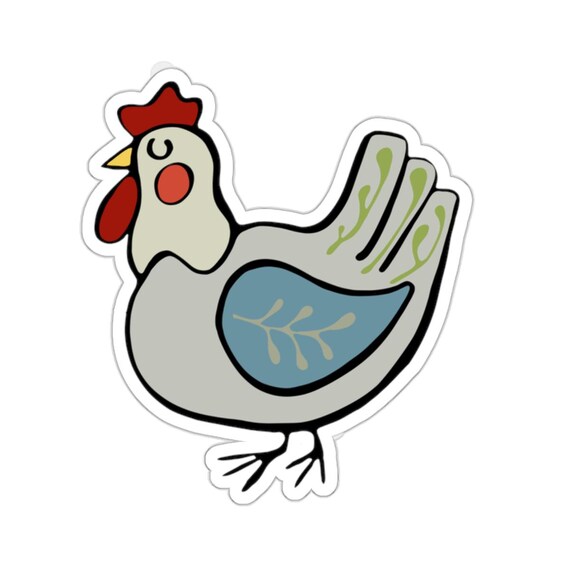 Cute Chicken Vinyl Sticker, Water Resistant Jrouxart Design