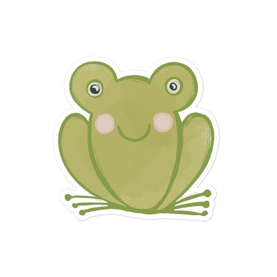 Green Frog Sticker, Durable Vinyl Decal, Bubble-Free Application