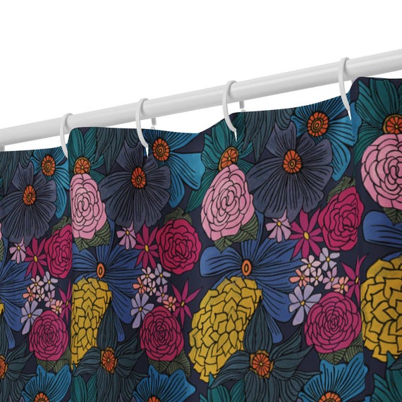 Floral Shower curtain / Bright yet Dark Flowers
