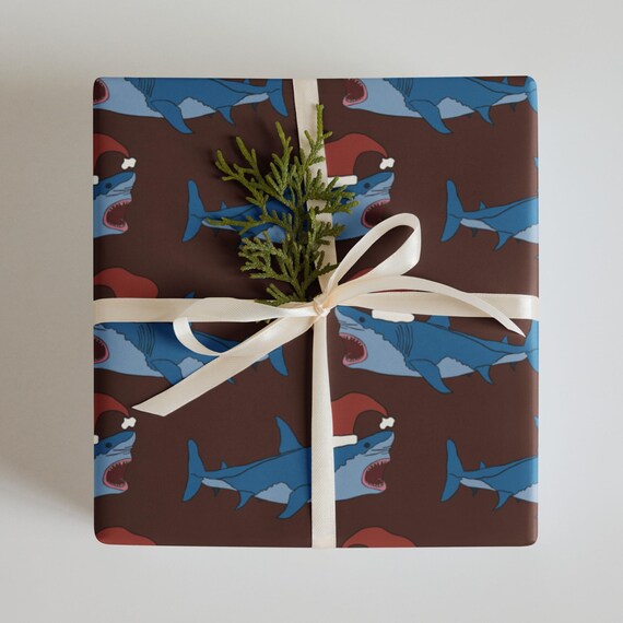 Santa Shark Christmas Wrapping Paper Sheets