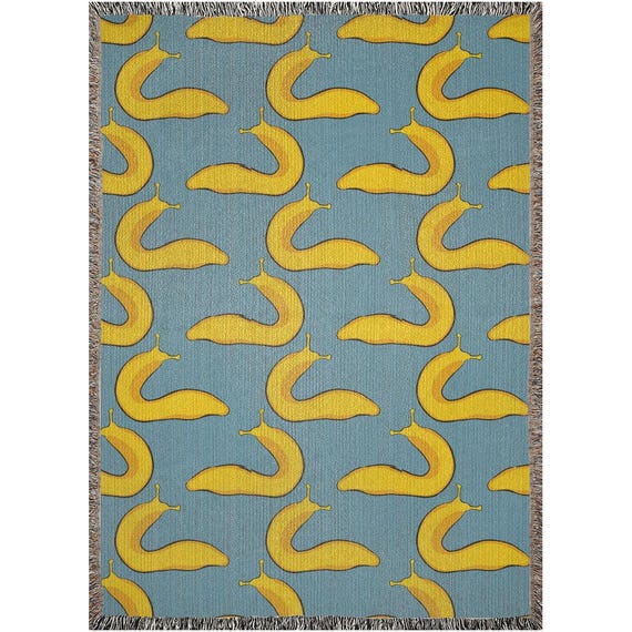 Banana Slug Woven Blanket, Funny Animal Throw Blanket, Quirky Home Decor, Cozy Cottagecore Gift