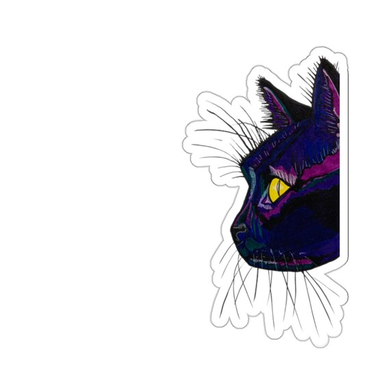 Blue Purple Cat Profile Sticker - Jrouxart Original Art