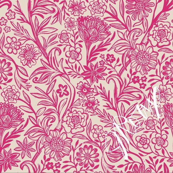 Pink and Cream Modern Simplistic Floral Duvet Cover