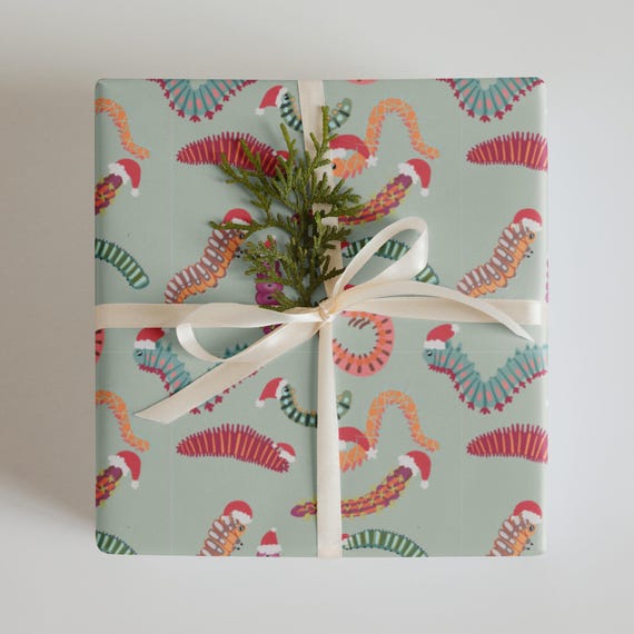 Christmas Caterpillar Wrapping paper sheets