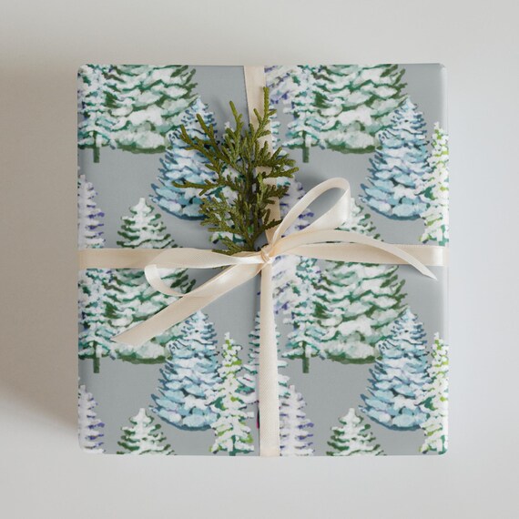 Winter Forest Gift Wrap Sheets: Hand-Drawn Christmas Wrapping Paper