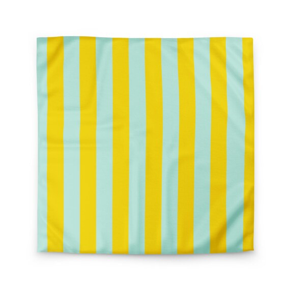 Aqua and Yellow Striped Duvet Cover