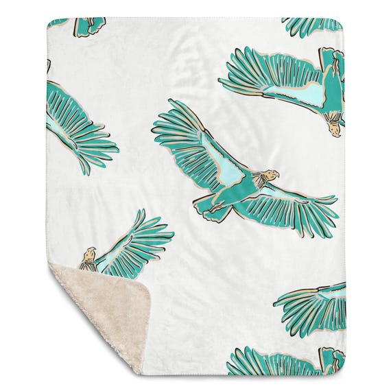 Condor Blanket / Bird Print Cozy Sherpa Blanket