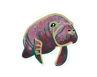 Cute Manatee Vinyl Sticker, Waterproof Decal
