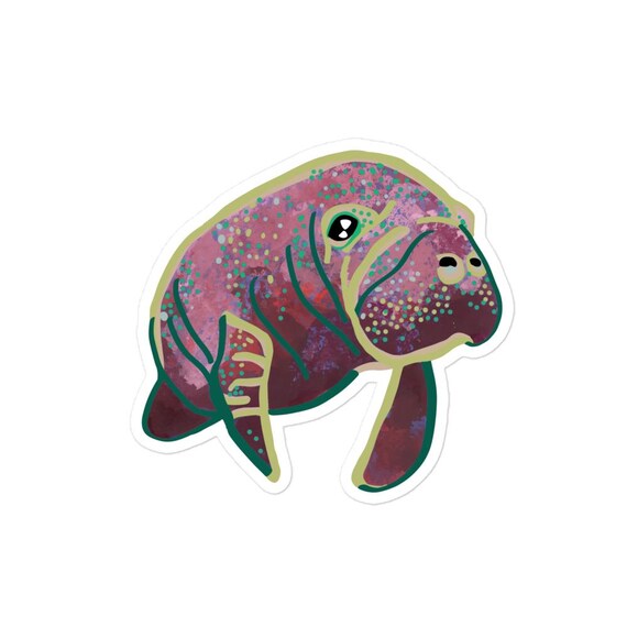 Cute Manatee Vinyl Sticker, Waterproof Decal