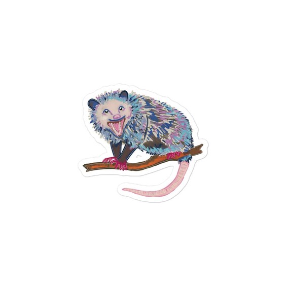 Fiesty Opossum Sticker, Funny Hand Drawn Art