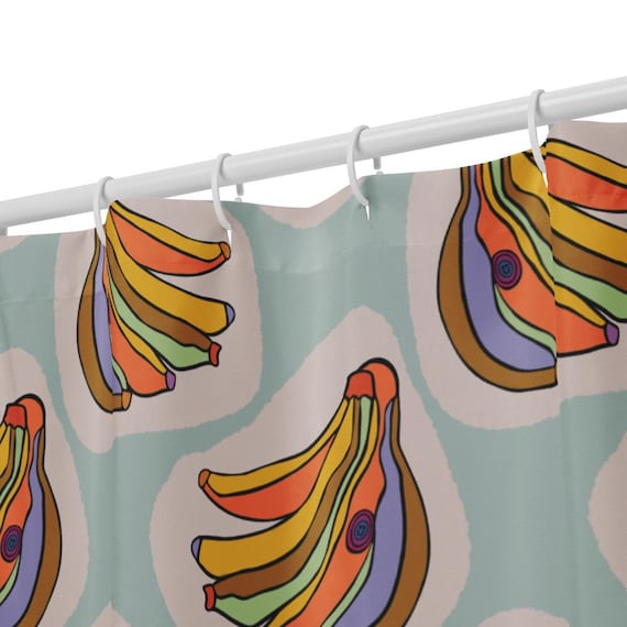 Banana Shower Curtain, Cute Fruit Bathroom Decor, Playful Yellow Kitchen Bath, Fun Pop Art Home